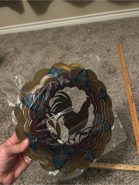 Colorful Patterned Rooster Wind Spinner